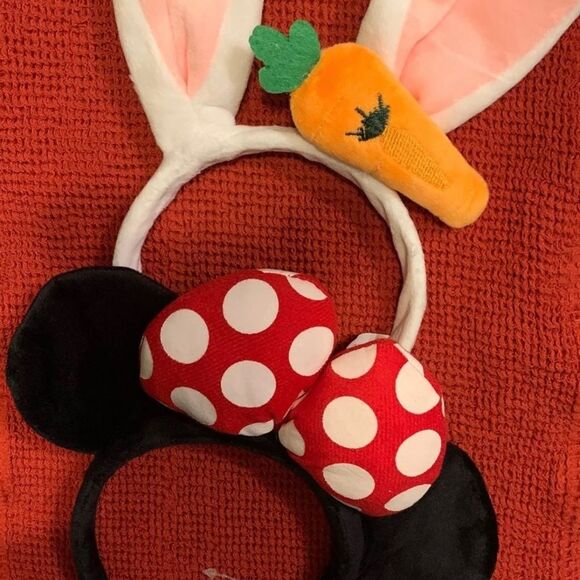 Disney Park Gifts Carrot New Rabbit Ears Cos Easter Party White Headband & Bow - Picture 1 of 4